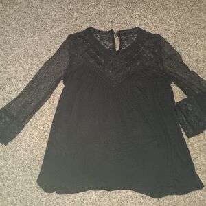Black Lace High-Neck Blouse
